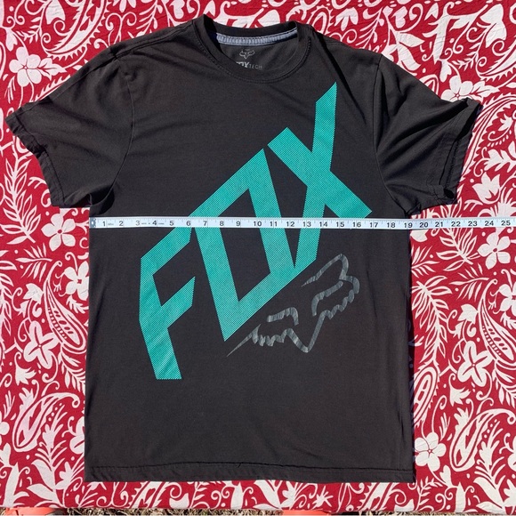 🏁🦊 Fox Racing Tech TruDri Black & Teal Short Sleeve Graphic Logo T-Shirt 🦊🏁 - Picture 12 of 15